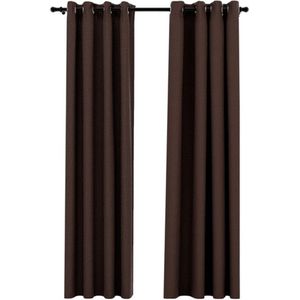 vidaXL Gordijnen linnen look verduisterend ogen 2 st taupe