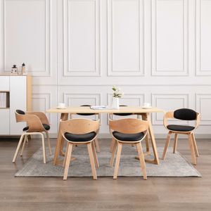 vidaXL Eetkamerstoelen 6 st gebogen hout en kunstleer