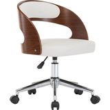 vidaXL-Kantoorstoel-draaibaar-gebogen-hout-en-kunstleer-wit