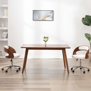 vidaXL - Kantoorstoel - Gebogen Hout - Kunstleer - Wit