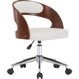 vidaXL-Kantoorstoel-draaibaar-gebogen-hout-en-kunstleer-wit
