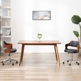 VidaXL Draaibare Kantoorstoel - Gebogen Hout en Kunstleer - Zwart