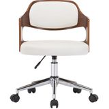 VidaXL-Kantoorstoel-draaibaar-gebogen-hout-en-kunstleer-wit