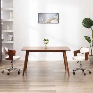 VidaXL-Kantoorstoel-draaibaar-gebogen-hout-en-kunstleer-wit
