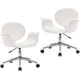 vidaXL - Eetkamerstoelen - draaibaar - 2 - st - kunstleer - wit