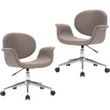 VidaXL Draaibare Eetkamerstoelen 2 st. Stof Taupe