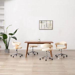 vidaXL Eetkamerstoelen draaibaar 4 st kunstleer crèmekleurig