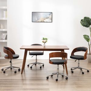 vidaXL-Eetkamerstoelen-4-st-draaibaar-gebogen-hout-en-kunstleer-zwart