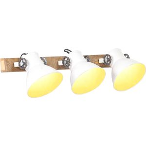 vidaXL Wandlamp - Industrieel - Wit - IJzer en Mangohout - 3 Lampenkappen
