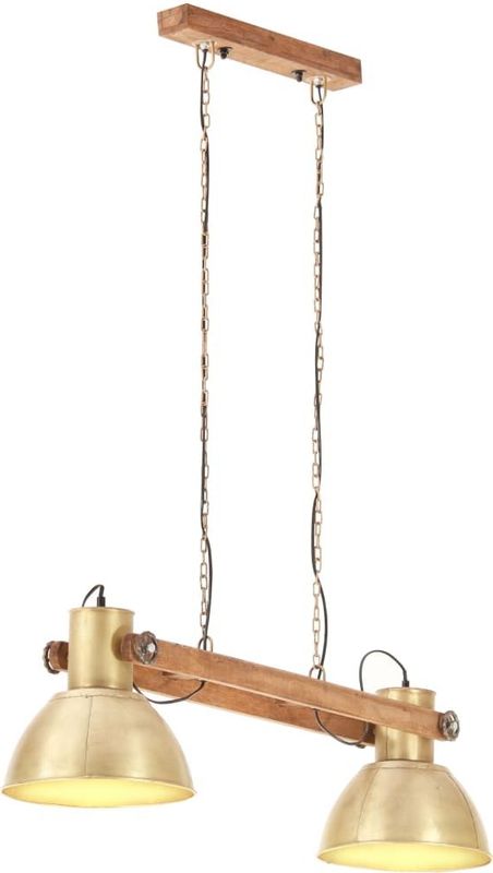 vidaXL Hanglamp - Messingkleurig - IJzer en Mangohout - 25 W E27