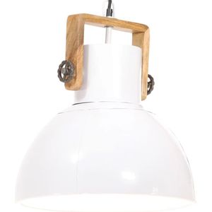 vidaXL Hanglamp - Industrieel - Wit - IJzer en Mangohout