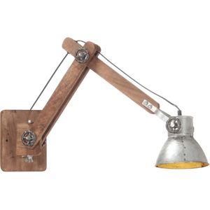 vidaXL Wandlamp - Industrieel - Zilverkleurig - Mangohout & IJzer