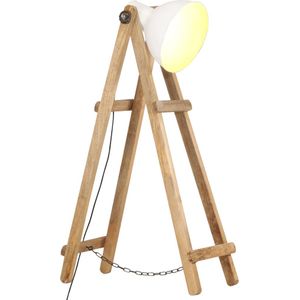 vidaXL Vloerlamp E27 massief mangohout wit