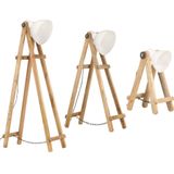 vidaXL Stehlampen 3 Stk. Weiß E27 Mango Massivholz