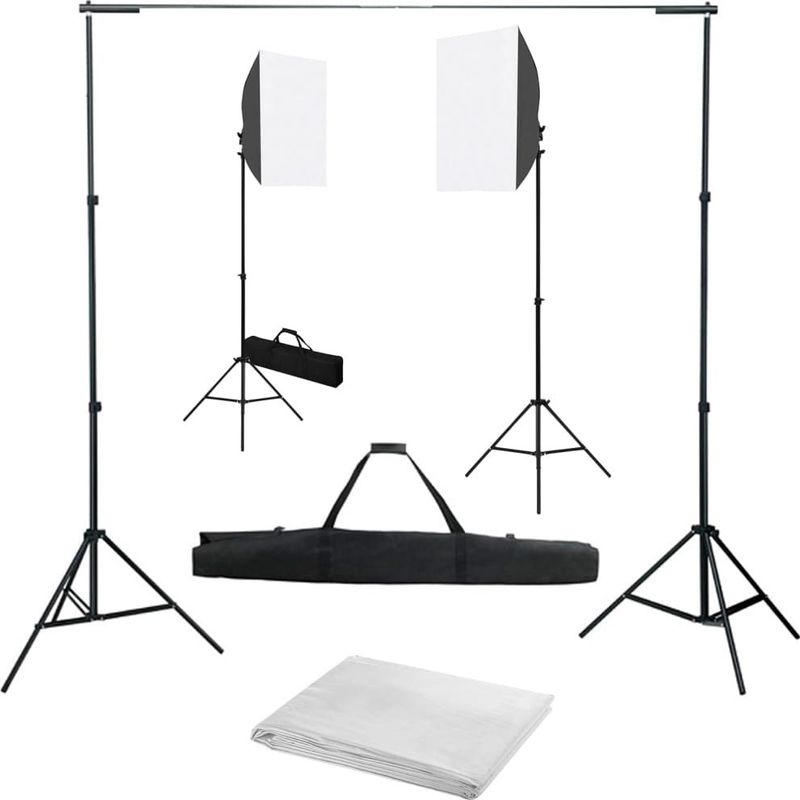 vidaXL Fotostudio-Set mit Softboxen und Hintergrundsystem