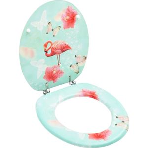 vidaXL - Toiletbril - met - deksel - flamingo - MDF