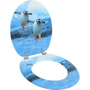 vidaXL - Toiletbril - met - deksel - pinguïn - MDF