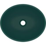 VidaXL-Wastafel-ovaal-40x33-cm-keramiek-mat-donkergroen