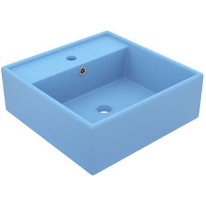 vidaXL Luxus-Waschbecken Überlauf Quadratisch Matt Hellblau 41x41 cm