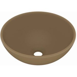 vidaXL - Wastafel - rond - 32,5x14 - cm - keramiek - matcrème