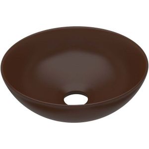 vidaXL - Wastafel - rond - keramiek - donkerbruin