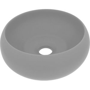 vidaXL - Wastafel - rond - 40x15 - cm - keramiek - mat - lichtgrijs
