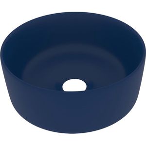 VidaXL-Wastafel-rond-40x15-cm-keramiek-mat-donkerblauw