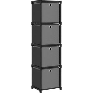 VidaXL Kast met 4 Vakken & Boxen 69x30x72,5 cm - Stof Zwart