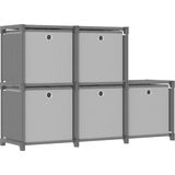 VidaXL Kast met 5 Vakken en Boxen 103x30x72,5 cm - Stof Zwart