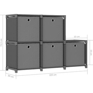 vidaXL-Kast-met-5-vakken-met-boxen-103x30x72,5-cm-stof-grijs