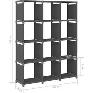 vidaXL-Kast-met-12-vakken-103x30x141-cm-stof-grijs