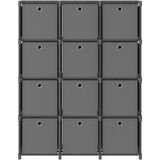 vidaXL Kast met 12 vakken met boxen 103x30x141 cm stof grijs