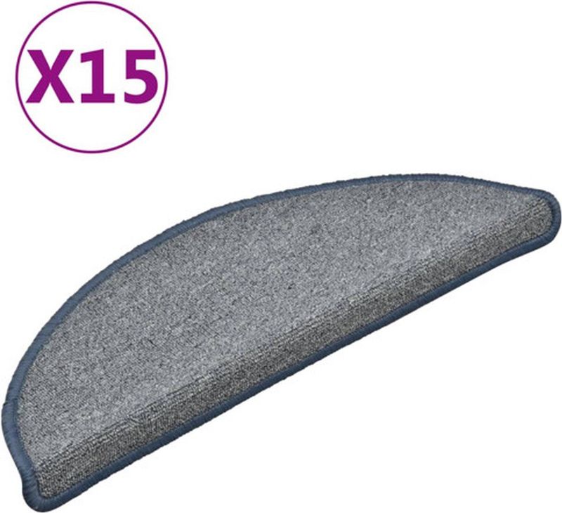 vidaXL Trapmatten - Lichtgrijs en Blauw - 15 Stuks - 100% PP