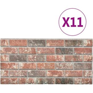 vidaXL Wandpanelen 10 Stuks - 3D Donkerbruin en Grijs - EPS - Baksteenontwerp