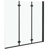 vidaXL Faltbare Duschkabine 3 Paneele ESG 130x138 cm Schwarz