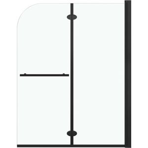vidaXL - Douchewand - inklapbaar - 2 - panelen - 95x140 - cm - ESG - zwart