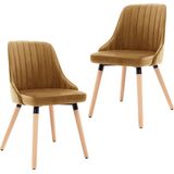 VidaXL Eetkamerstoelen 2 st. Fluweel Bruin