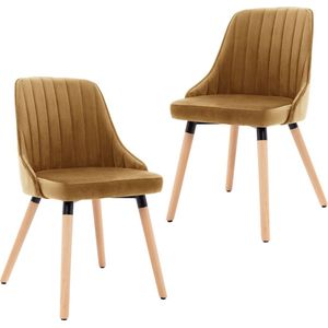 VidaXL Eetkamerstoelen 2 st. Fluweel Bruin