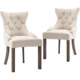 VidaXL Eetkamerstoelen 2 st. Stof Beige