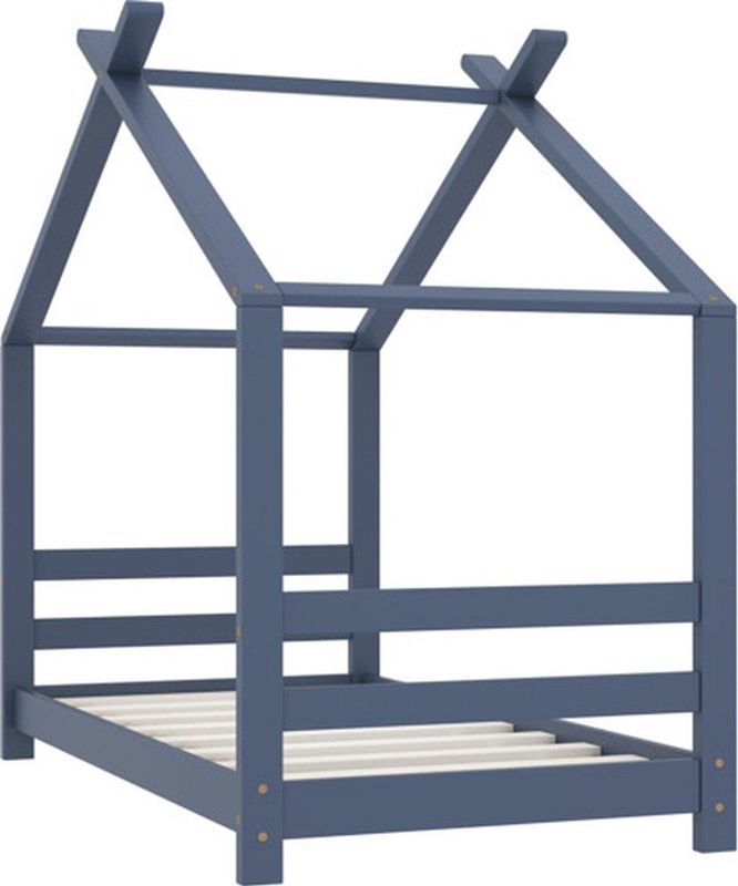 vidaXL Kinder-Bettgestell Grau Massivholz Kiefer 70x140 cm