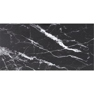 vidaXL - Tafelblad - 100x50 - cm - 6 - mm - gehard - glas - met - marmeren - design - zwart