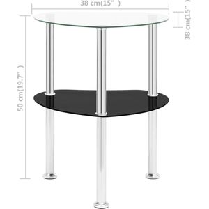 vidaXL-Bijzettafel-2-laags-38x38x50-cm-gehard-glas-transparant-zwart