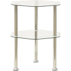 vidaXL - Bijzettafel - 2-laags - 38x38x50 - cm - gehard - glas - transparant