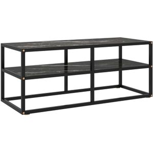 vidaXL-Tv-meubel-met-zwart-marmerglas-100x40x40-cm-zwart