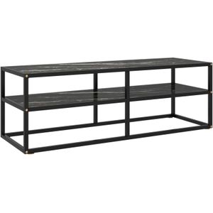 vidaXL-Tv-meubel-met-zwart-marmerglas-120x40x40-cm-zwart