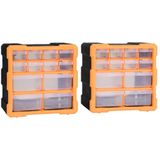 vidaXL Multi-Schubladen-Organizer 2 Stk. 12 Schubladen 26,5x16x26 cm