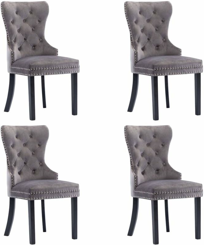 VidaXL Eetkamerstoelen 4 st. Fluweel Grijs