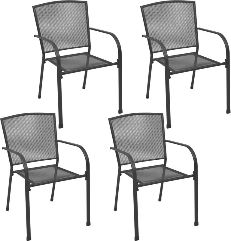 Gartenstühle 4 Stk. Mesh-Design Anthrazit Stahl Vidaxl
