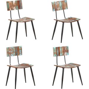 vidaXL - Eetkamerstoelen - 4 - st - massief - gerecycled - hout