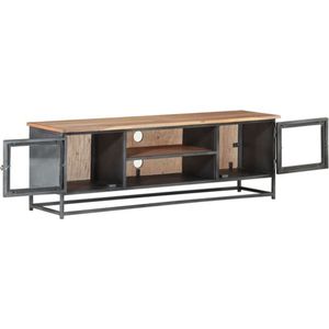 VidaXL-Tv-meubel-120x30x40-cm-massief-acaciahout-en-staal-grijs